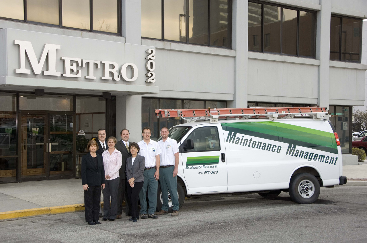 Maintenance Management circa 2017 in front of the 202 Metro building in downtown Fort Wayne.