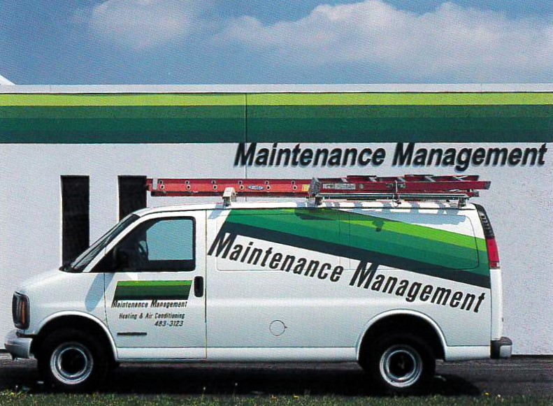 Maintenance Management building and truck with old branding.